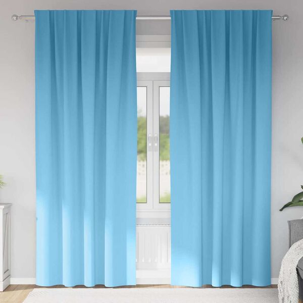 vidaXL Z&aacute;clony na zatemnenie s kr&uacute;žkami 2 pcs Svetlomodr&aacute; 260 x 140 cm