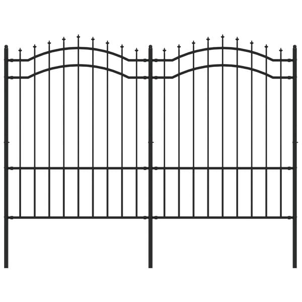 vidaXL Z&aacute;hradn&yacute; plot s vrchnou časťou z o&scaron;tepu, čierny 240x150 cm, pr&aacute;&scaron;kovo lakovan&aacute; oceľ