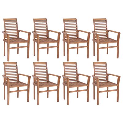 vidaXL Sthovateľné jedálenské stoličky 8 ks tíkový masív