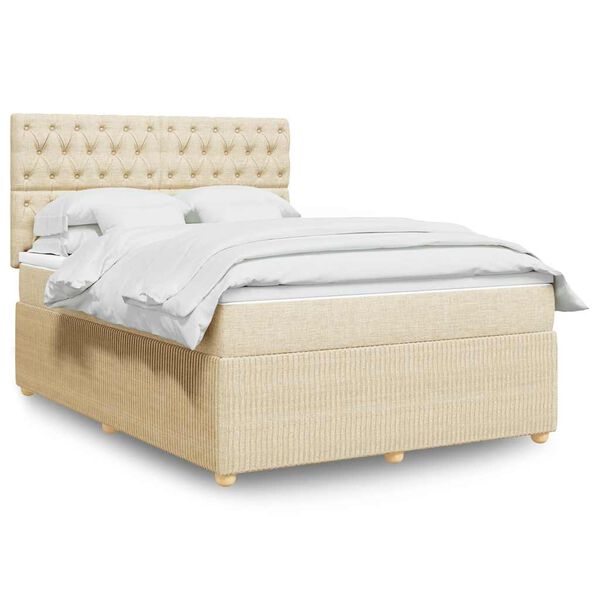 vidaXL Boxspring posteľ s matracom kr&eacute;mov&yacute; 140x190 cm l&aacute;tka