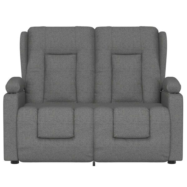 vidaXL 2-miestne skl&aacute;pacie mas&aacute;žne kreslo+držiaky na poh&aacute;re svetlosiv&eacute;