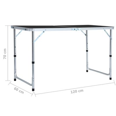 vidaXL Skladací kempingový stôl sivý 120x60 cm hliníkový