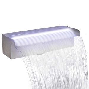 Obdĺžnikov&aacute; baz&eacute;nov&aacute; font&aacute;na/vodop&aacute;d s LED, nehrdzavej&uacute;ca oceľ 30 cm