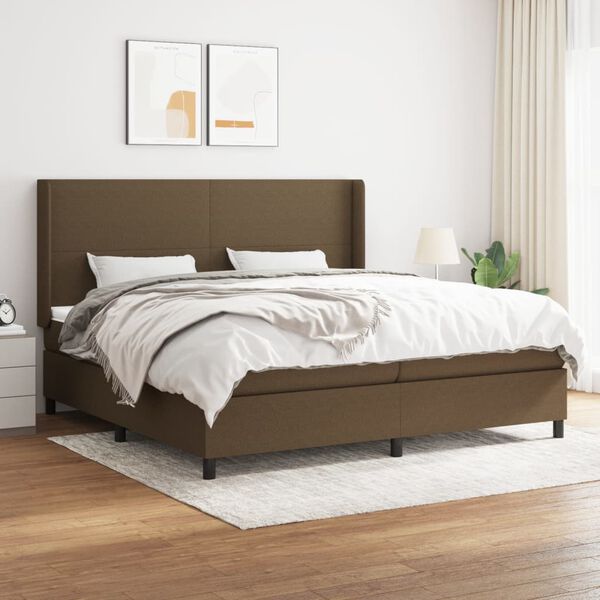 vidaXL Boxspring posteľ s matracom tmavohned&aacute; 200x200 cm l&aacute;tka