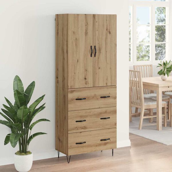vidaXL Highboard 2 pcs Remeseln&yacute; dub Kon&scaron;trukčn&eacute; drevo a sklo