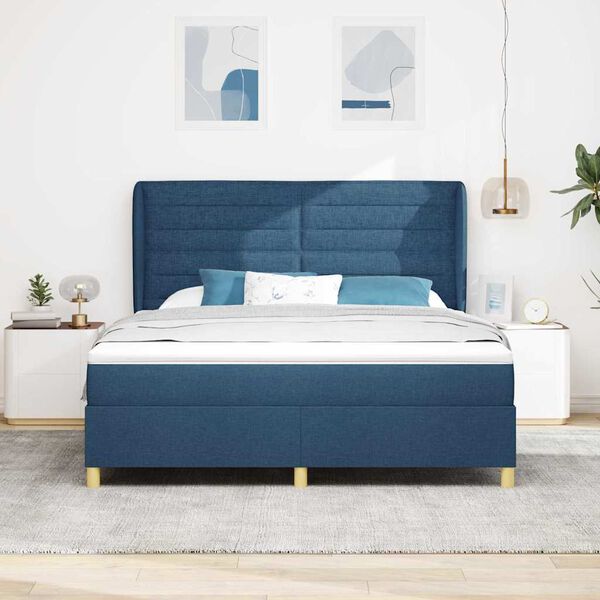 vidaXL Boxspring posteľ s matracom tmavo&scaron;ed&aacute; 90x190 cm Modr&aacute; l&aacute;tka