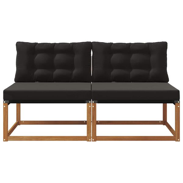 vidaXL 2 Kus Z&aacute;hradn&aacute; stredn&aacute; sedačka Pevn&eacute; ak&aacute;ciov&eacute; drevo Pr&iacute;rodn&aacute;