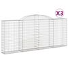 vidaXL Obl&uacute;kov&eacute; gabionov&eacute; ko&scaron;e 3 ks 300x30x120/140 cm pozink. železo