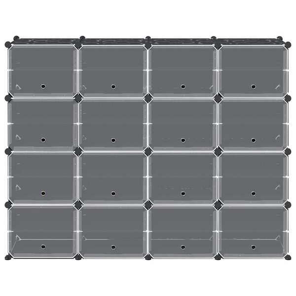 vidaXL &Uacute;ložn&yacute; kockovan&yacute; organiz&eacute;r s 16 kockami a dverami čierny PP