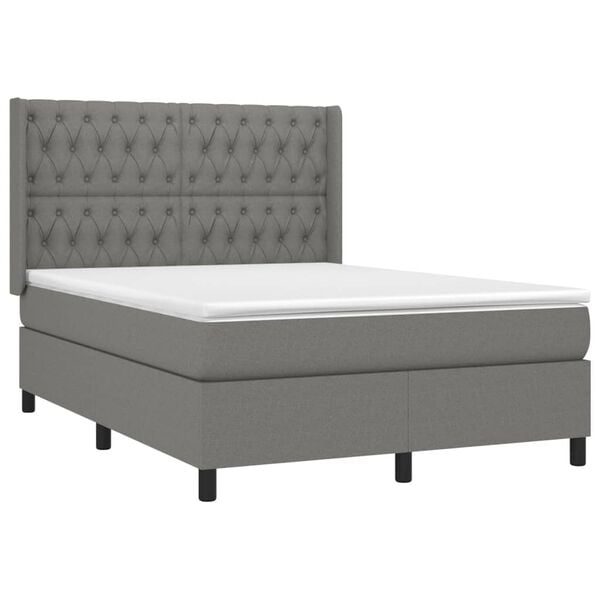 vidaXL Boxspring posteľ s matracom tmavosiv&aacute; 140x190 cm l&aacute;tka