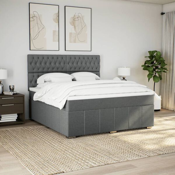 vidaXL Boxspring posteľ s matracom tmavosiv&aacute; 180x200 cm l&aacute;tka