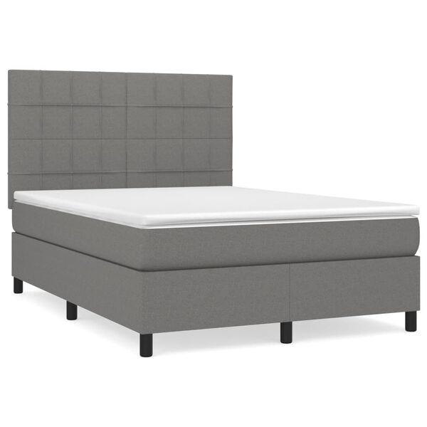 vidaXL Boxspring posteľ s matracom tmavosiv&aacute; 140x200 cm l&aacute;tka