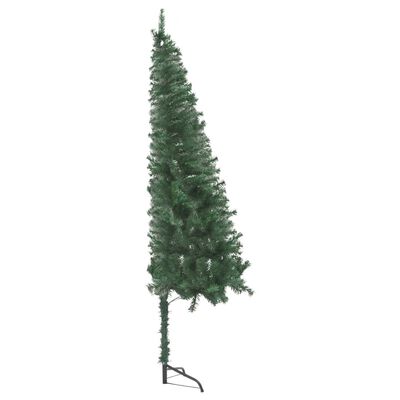 vidaXL Rohový umelý vianočný stromček s LED s guľami zelený 210 cm PVC