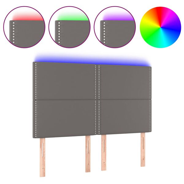 VidaXL Čelo postele siv&eacute; 144x5x118/128 cm umel&aacute; koža