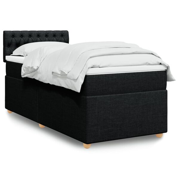 vidaXL Posteľn&yacute; r&aacute;m boxspring s matracom čierny 90x190 cm l&aacute;tka