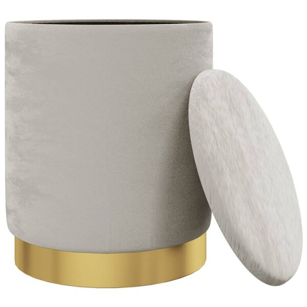 vidaXL Okrúhla úložná taburetka bledosivá zamat 31 x 37 cm