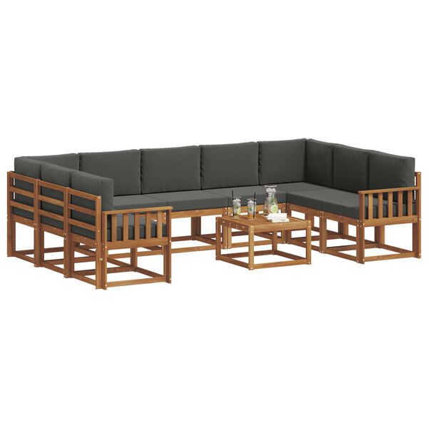 vidaXL Z&aacute;hradn&aacute; s&uacute;prava gaučov 10 pcs Pr&iacute;rodn&aacute; a antracitov&aacute;