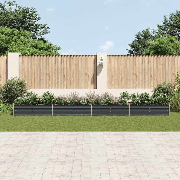 vidaXL Vyvýšený záhradný záhon, pozinkovaná oceľ 600x80x45cm, antracit