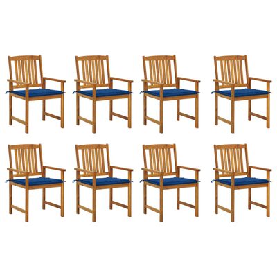 vidaXL Záhradné stoličky s podložkami 8 ks akáciový masív
