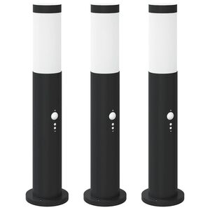 vidaXL Stĺpikov&eacute; svetl&aacute; so senzorom 3 ks 50 cm nehrdzavej&uacute;ca oceľ IP44