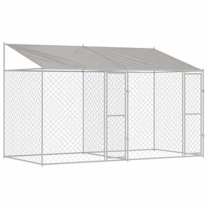 vidaXL Klietka pre psa s strechou Strieborn&aacute; 400 x 200 x 256 cm