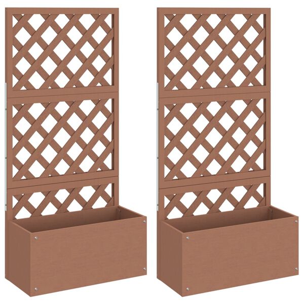 vidaXL Kvetin&aacute;če s mriežkou 2 ks hned&eacute; 65x33x135 cm WPC