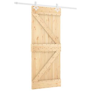 vidaXL Posuvn&eacute; dvere Pr&iacute;rodn&aacute; a biela 80 x 210 cm Borovicov&yacute; mas&iacute;v