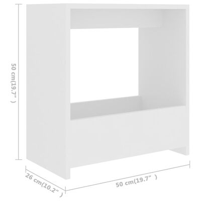 vidaXL Príručný stolík, biely 50x26x50 cm, kompozitné drevo