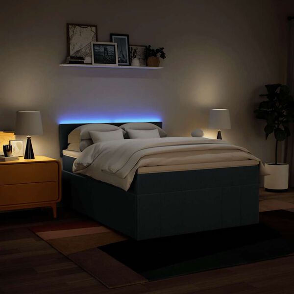 vidaXL Boxspring posteľ s matracom modr&yacute; 140x190 cm l&aacute;tka