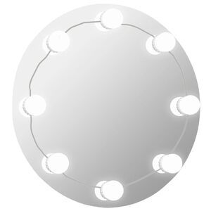 vidaXL N&aacute;stenn&eacute; zrkadlo s LED svetlami okr&uacute;hle sklo