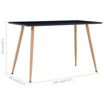 vidaXL Jedálenský stôl, čierno dubový 120x60x74 cm, MDF