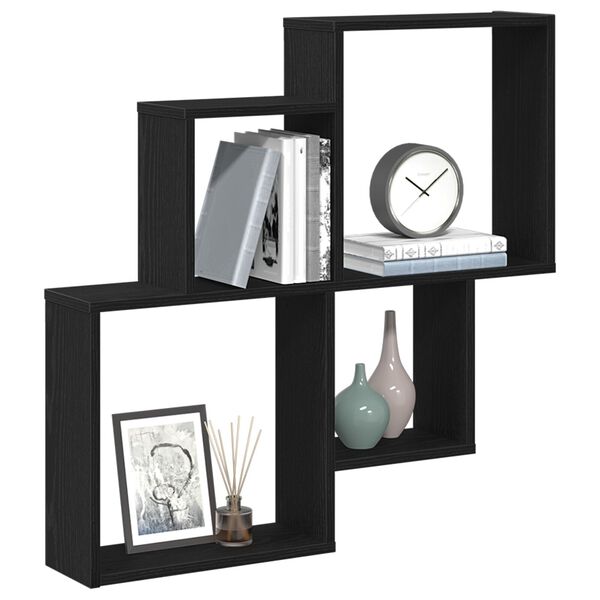 vidaXL Stenná polica Čierny dub 80 x 15 x 78,5 cm Kompozitné drevo
