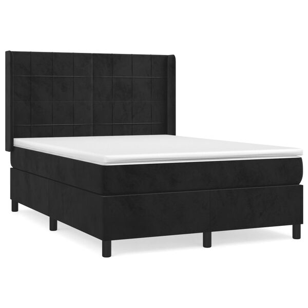 vidaXL Posteľn&yacute; r&aacute;m boxspring s matracom čierny 140x190 cm zamat