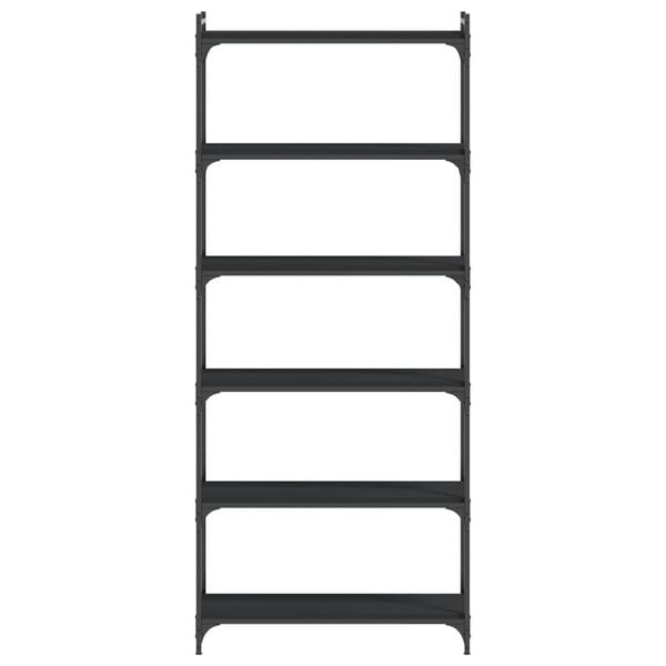 vidaXL Knižnica, 6 pol&iacute;c, čierna 80x30x188 cm, kompozitn&eacute; drevo