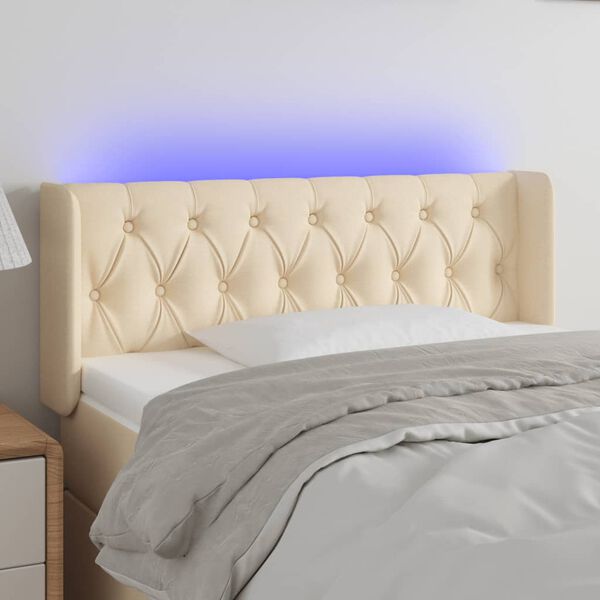 vidaXL Čelo postele s LED kr&eacute;mov&eacute; 93x16x78/88 cm l&aacute;tka