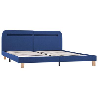 vidaXL Rám postele s LED svetlom modrý látkový 160x200 cm