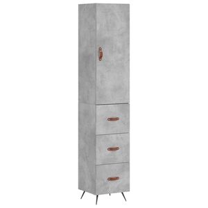 vidaXL Vysok&aacute; skrinka bet&oacute;nov&aacute; siv&aacute; 34,5x34x180 cm spracovan&eacute; drevo