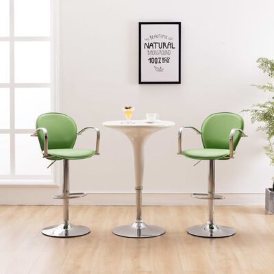vidaXL Barové stoličky s opierkami 2 ks, zelené, umelá koža