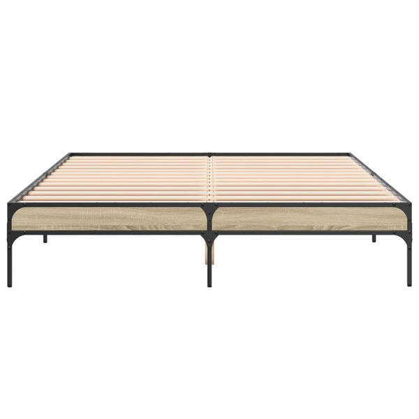 vidaXL Posteľný rám dub sonoma 160x200 cm kompozitné drevo a kov