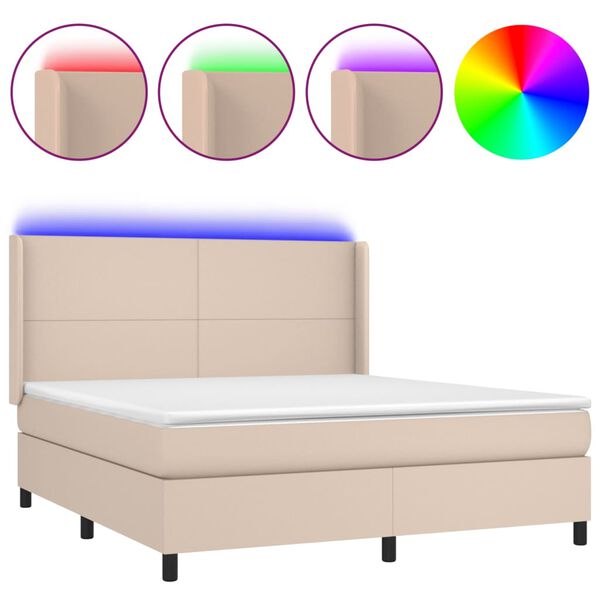 vidaXL Boxspring posteľ matrac a LED kapuč&iacute;nov&aacute; 160x200 cm umel&aacute; koža