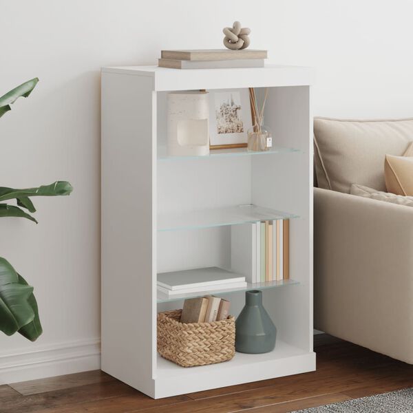 vidaXL Komoda s LED svetlami biela 60,5x37x100 cm