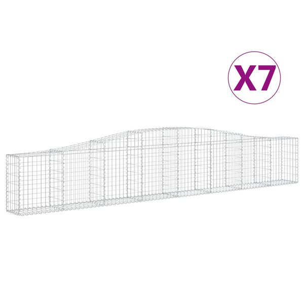 vidaXL Oblúkový gabionový kôš 7 ks 400x30x60/80 cm pozinkované železo