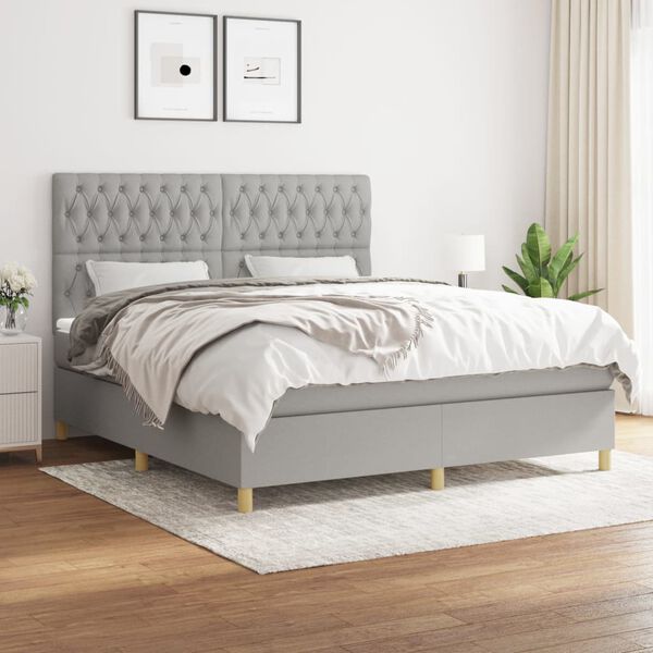 vidaXL Boxspring posteľ s matracom bledosiv&aacute; 180x200 cm l&aacute;tka