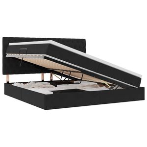 vidaXL Postel s &uacute;ložn&yacute;m prostorem a matrac&iacute; Čierna 200 x 200 cm Zamat