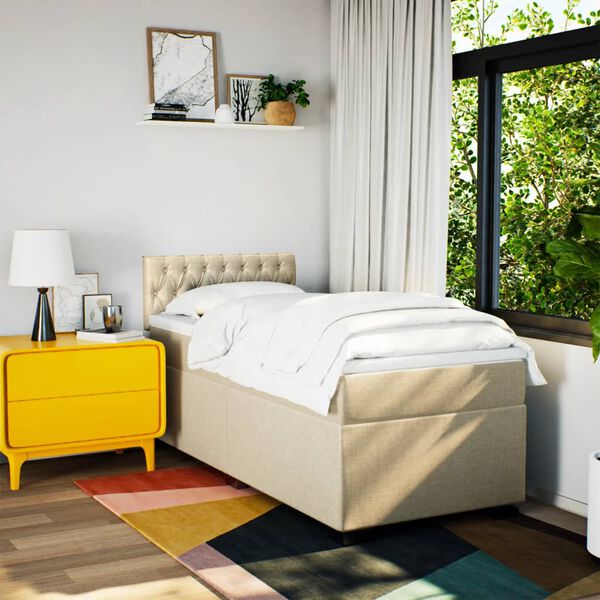 vidaXL Boxspring posteľ s matracom krémová 100x200 cm látka