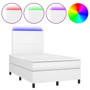 vidaXL Boxspring posteľ s matracom a LED biela 120x200 cm umel&aacute; koža