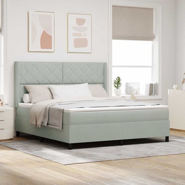 vidaXL Posteľ s pružinov&yacute;m r&aacute;mom Svetlosiv&aacute; 180 x 200 cm Zamat