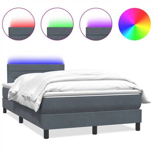 vidaXL Posteľn&yacute; r&aacute;m boxspring s matracom a LED tmavosiv&yacute; 120x220 cm zamat