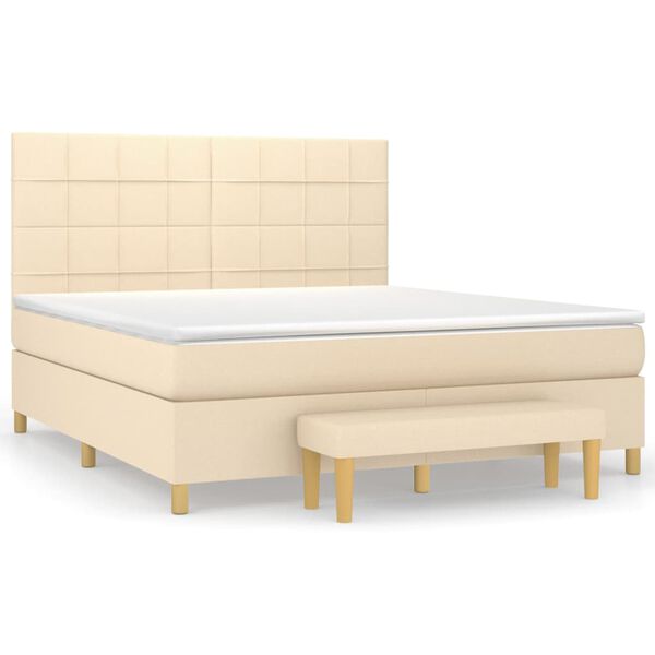 vidaXL Posteľn&yacute; r&aacute;m boxspring s matracom kr&eacute;mov&yacute; 160x200 cm l&aacute;tka