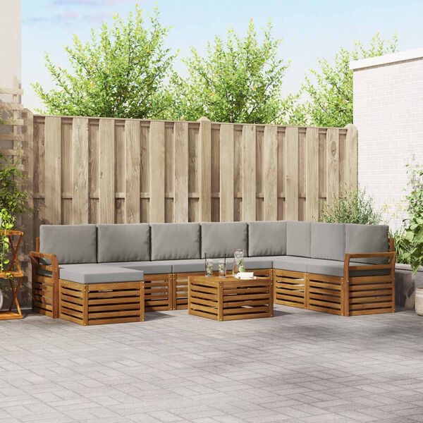 vidaXL S&uacute;pravy pohoviek s vank&uacute;&scaron;om 9 pcs Pr&iacute;rodn&aacute; a svetlosiv&aacute;